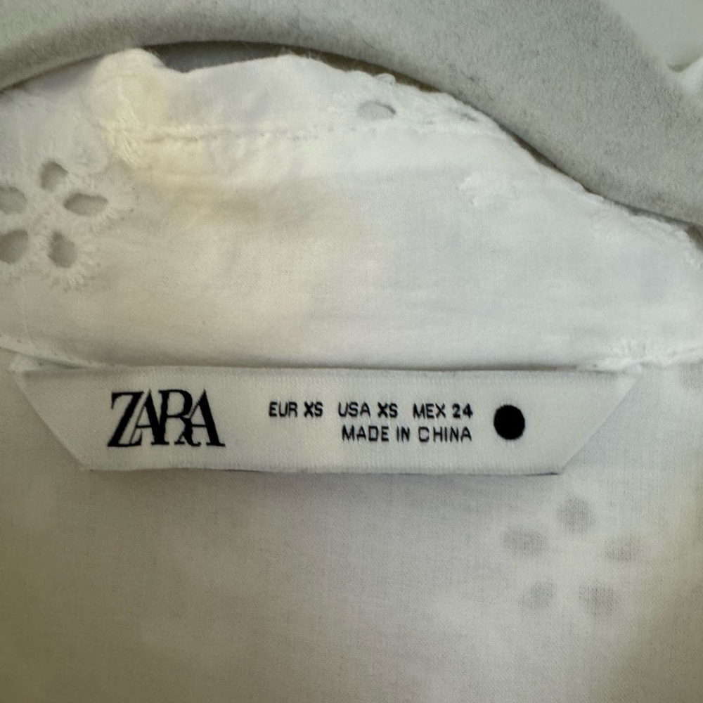 Zara White Long Sleeve Eyelet Dress - Picture 6 of 7